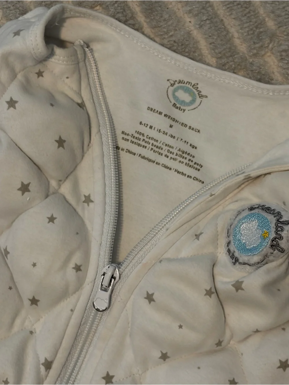Sleepsack Swaddle in White with Silver Stars